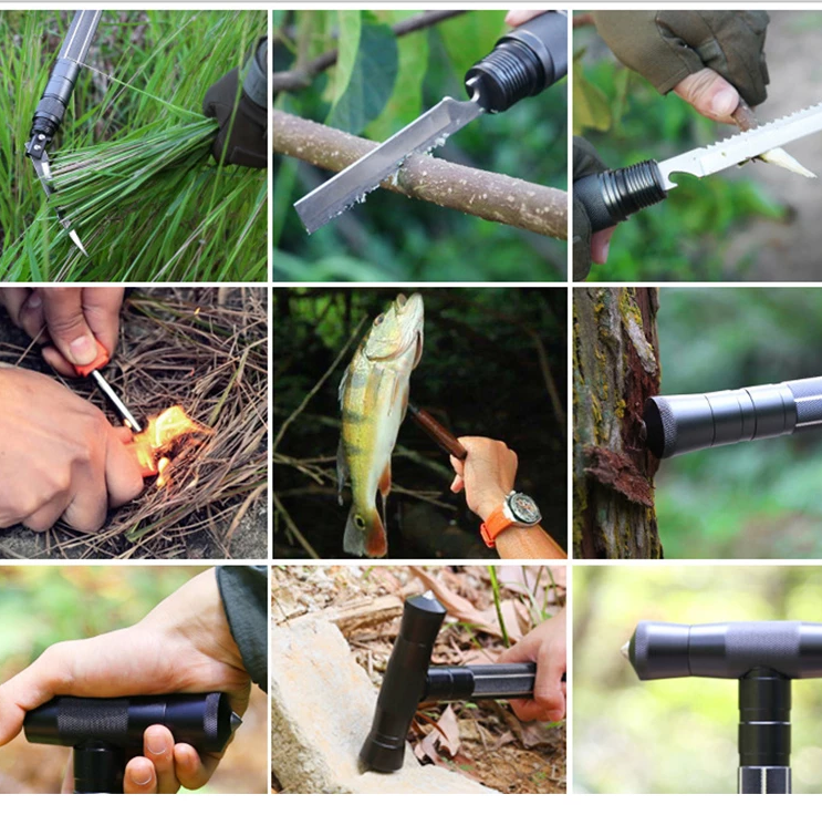 Multi-Section Outdoor Trekking Pole With Multi-Function Accessories