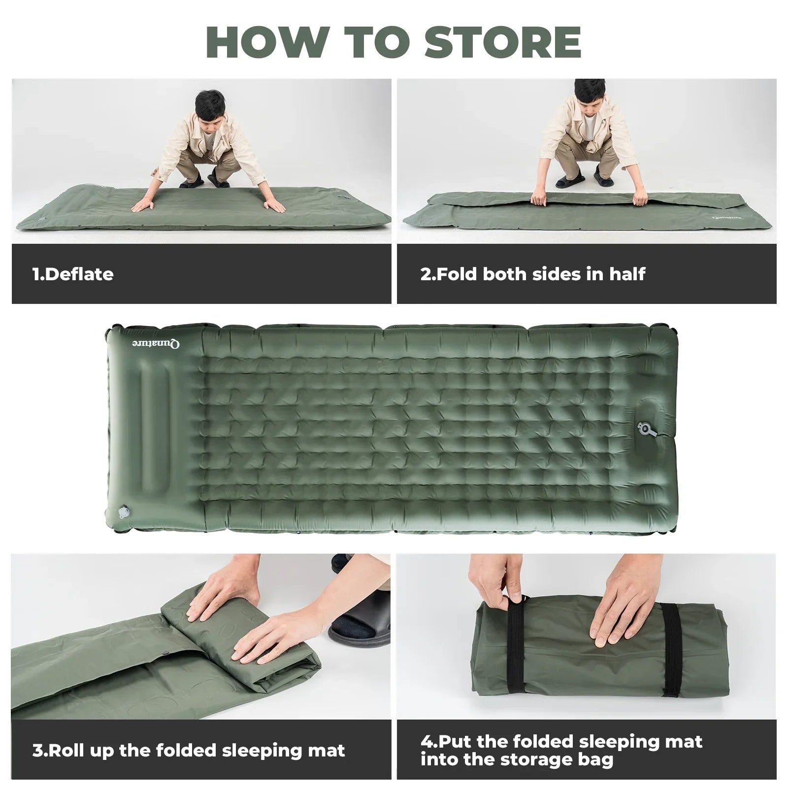 Ultra-Light Inflatable Sleeping Pad With Built-In Pillow