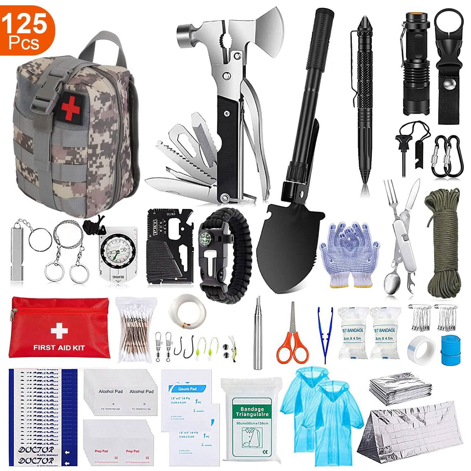 125-Piece Tactical Emergency Survival Gear Kit Outdoor