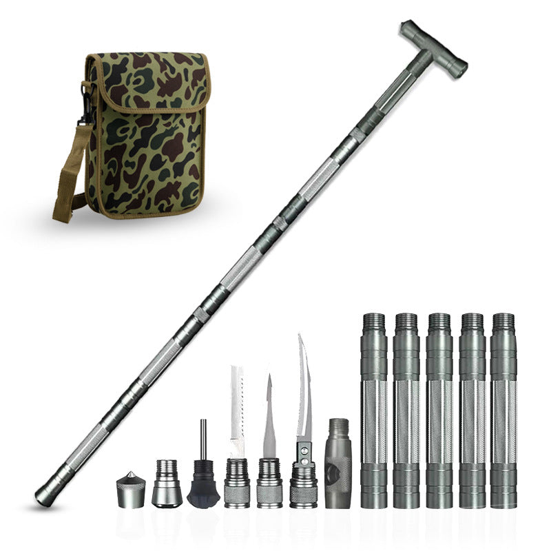 Multi-Section Outdoor Trekking Pole With Multi-Function Accessories