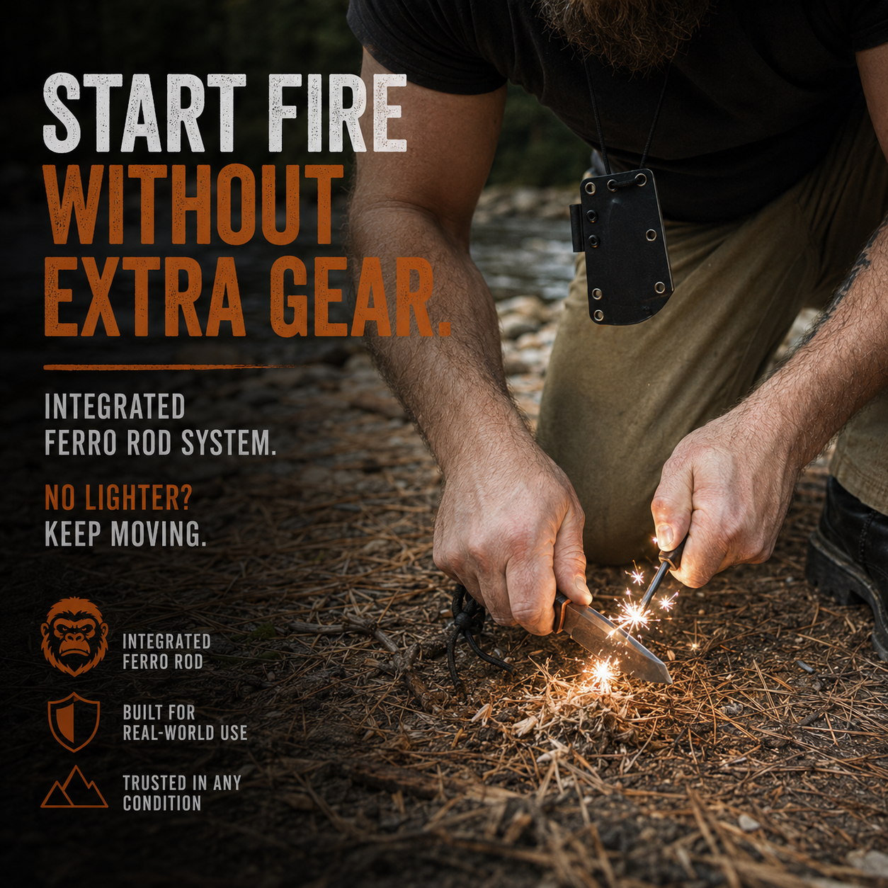 Redline Compact Survival Knife Fire Starter Kit