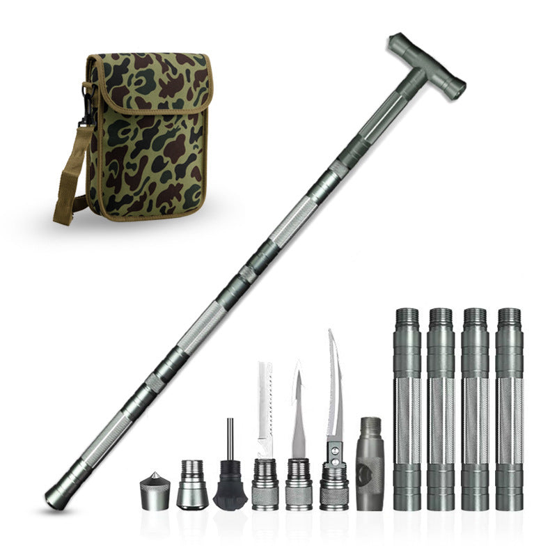 Multi-Section Outdoor Trekking Pole With Multi-Function Accessories