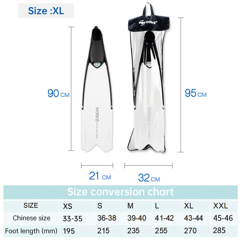 Professional Freediving Long Fins with Anti-Skid Design