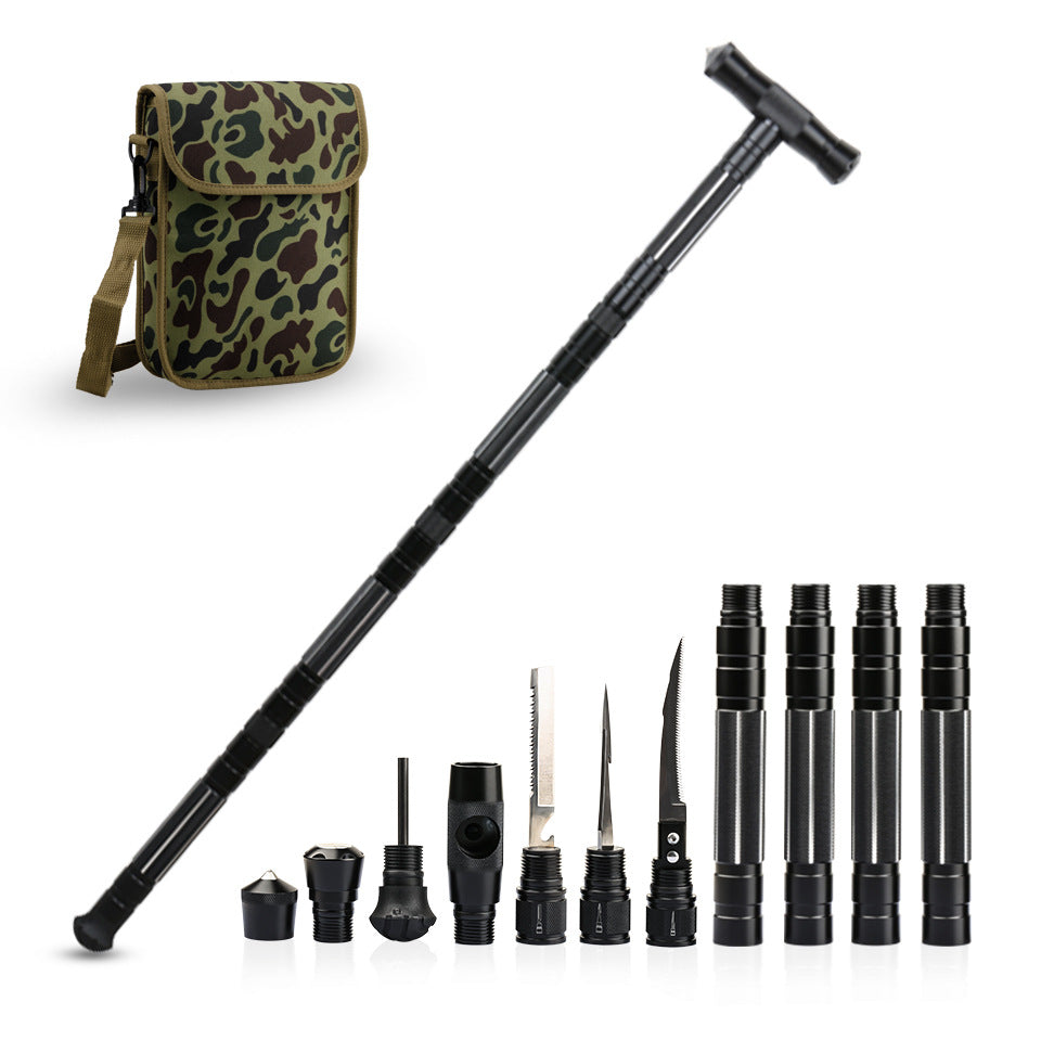 Multi-Section Outdoor Trekking Pole With Multi-Function Accessories