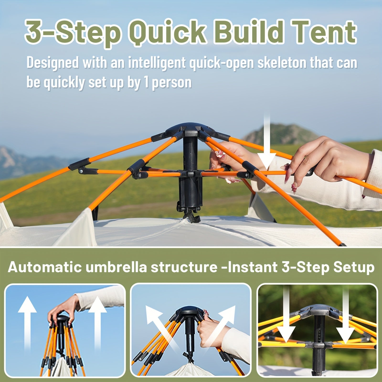 3-4 Person Instant Pop Up Waterproof Camping Tent