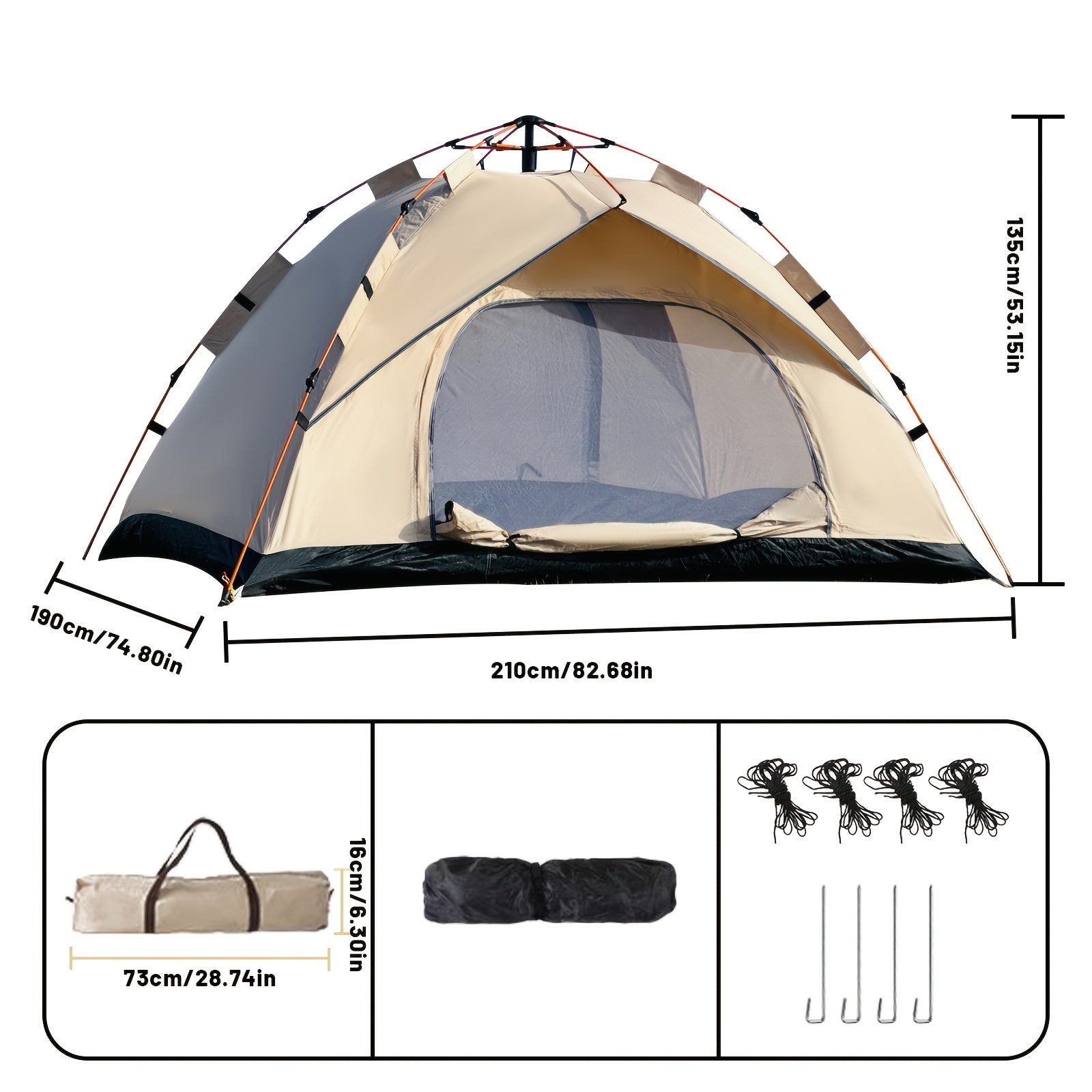 3-4 Person Instant Pop Up Waterproof Camping Tent