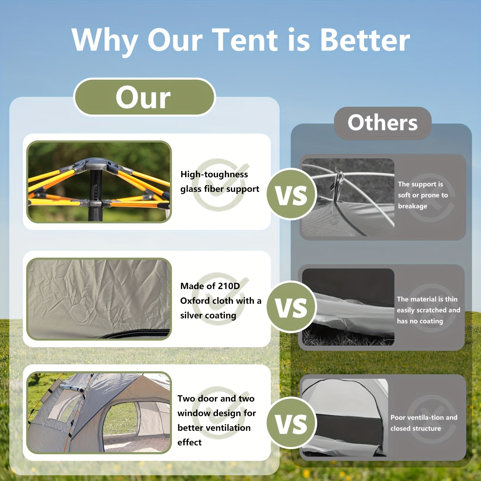3-4 Person Instant Pop Up Waterproof Camping Tent