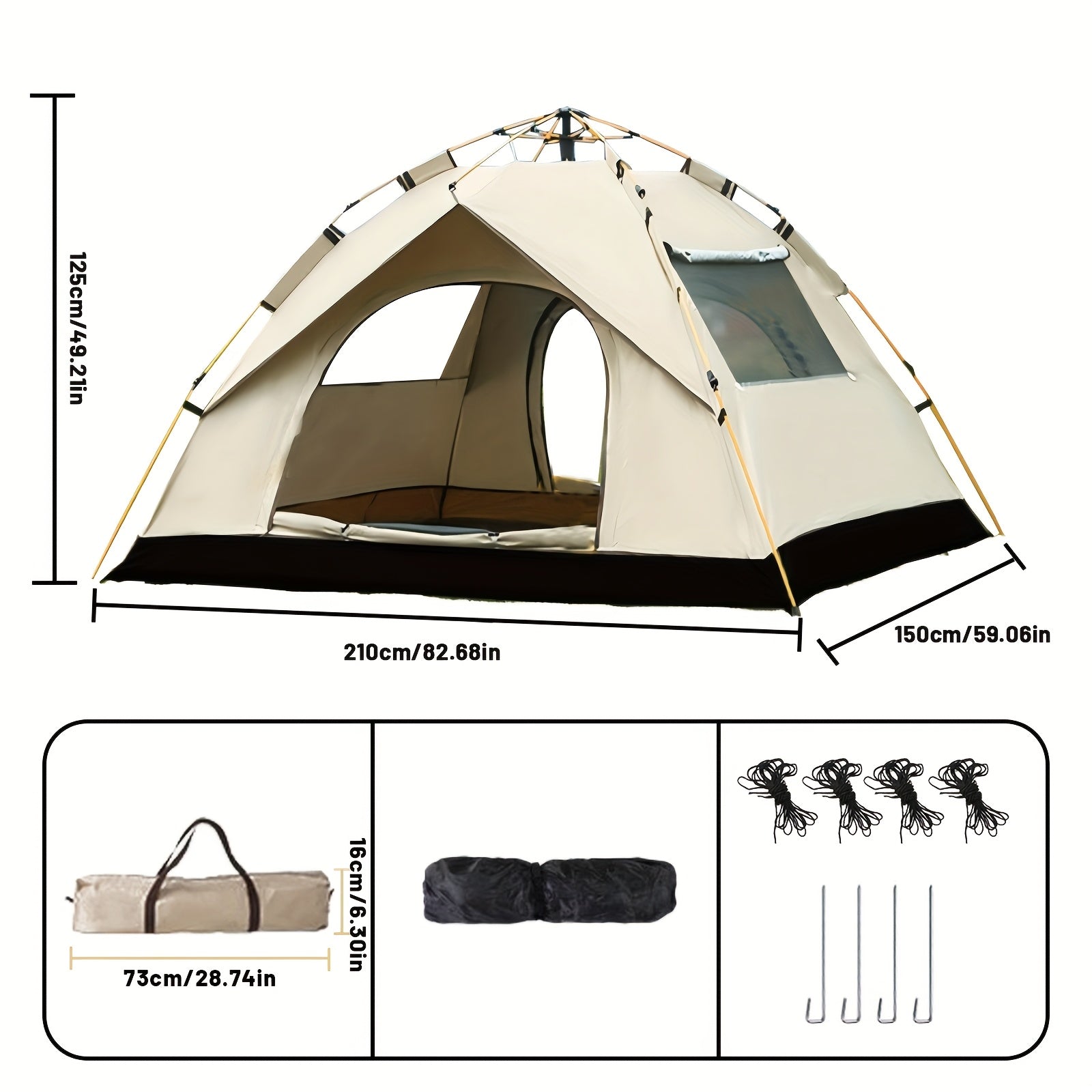 3-4 Person Instant Pop Up Waterproof Camping Tent