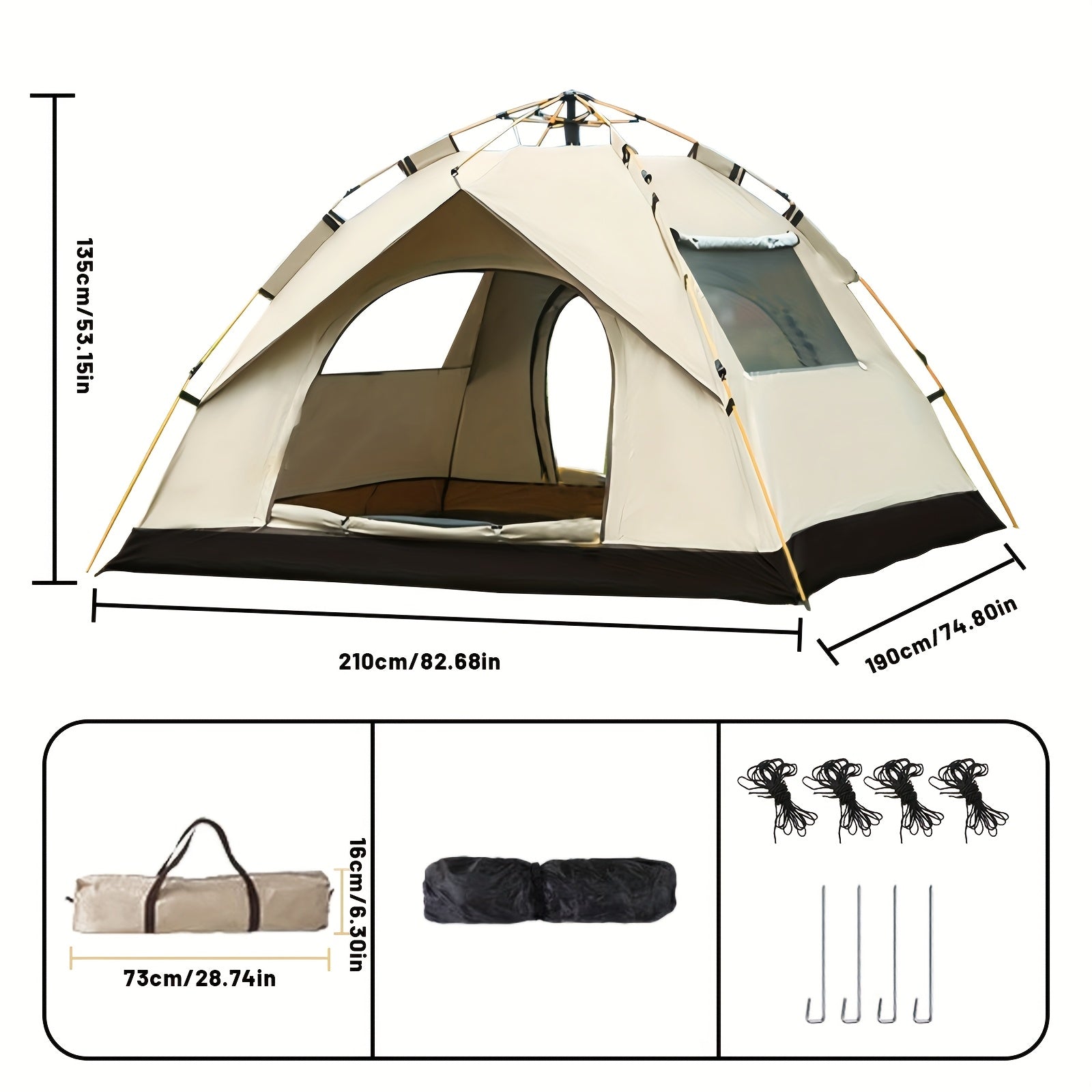 3-4 Person Instant Pop Up Waterproof Camping Tent