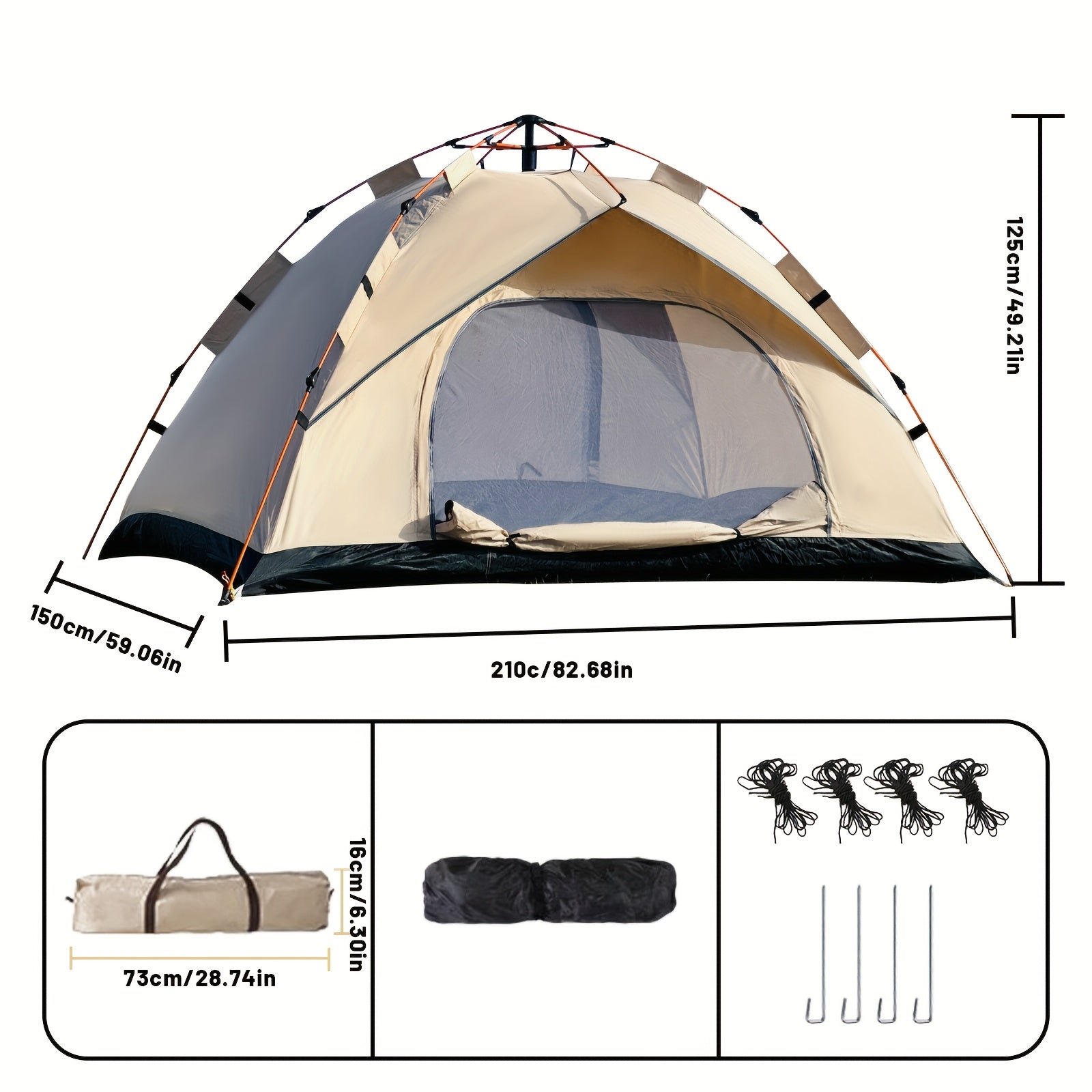 3-4 Person Instant Pop Up Waterproof Camping Tent