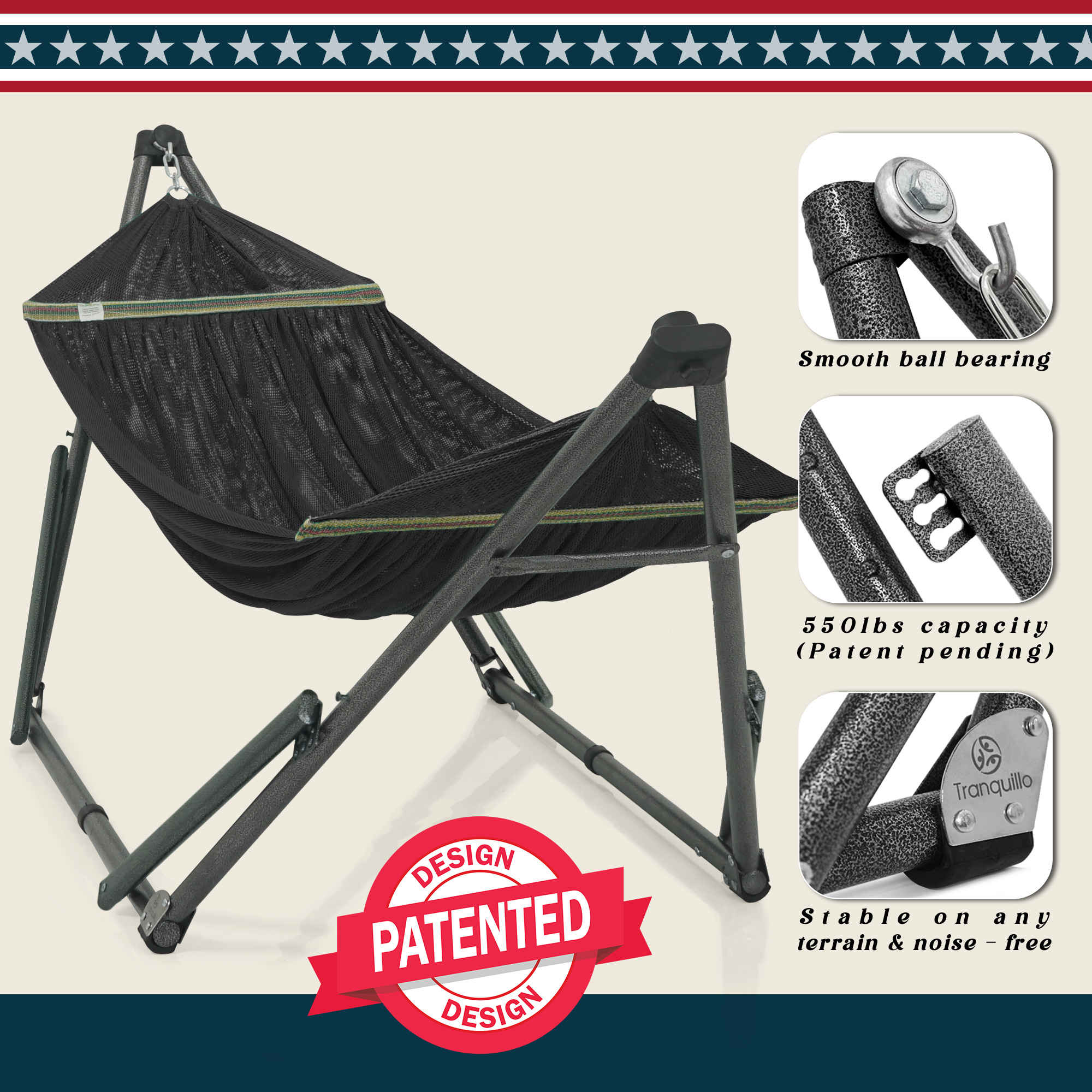 Uniki Collapsible Hammock Stand Outdoor Relaxation