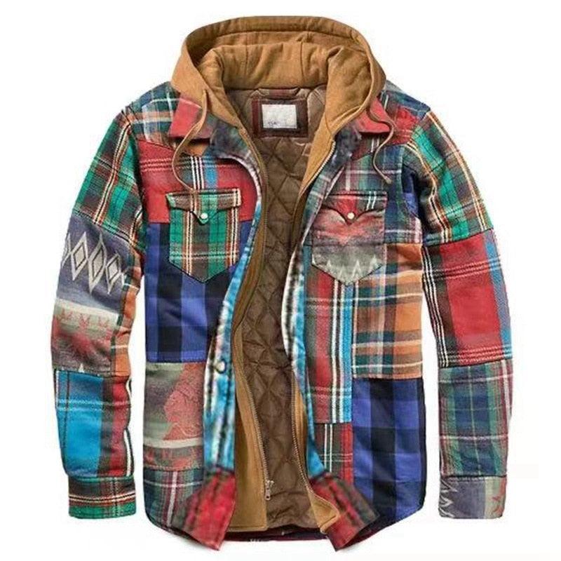 Men's Plaid Hooded Shirt Jacket