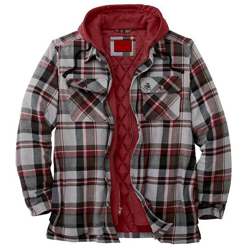 Men's Plaid Hooded Shirt Jacket