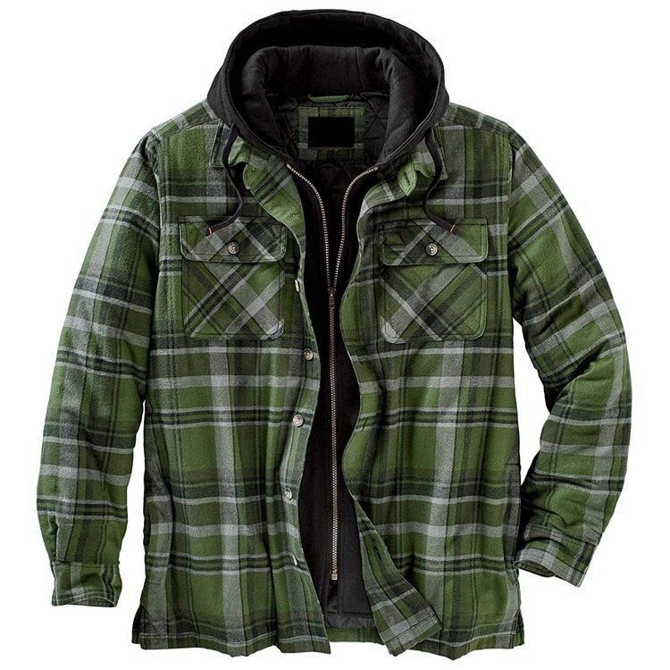Men's Plaid Hooded Shirt Jacket