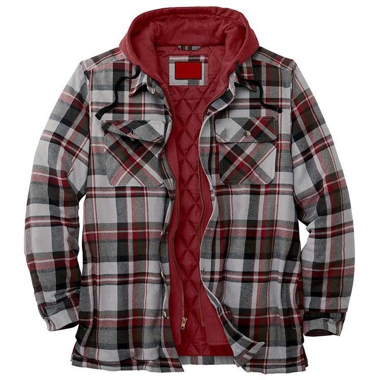 Men's Plaid Hooded Shirt Jacket