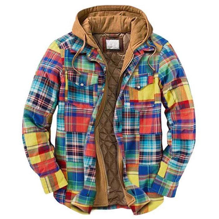 Men's Plaid Hooded Shirt Jacket