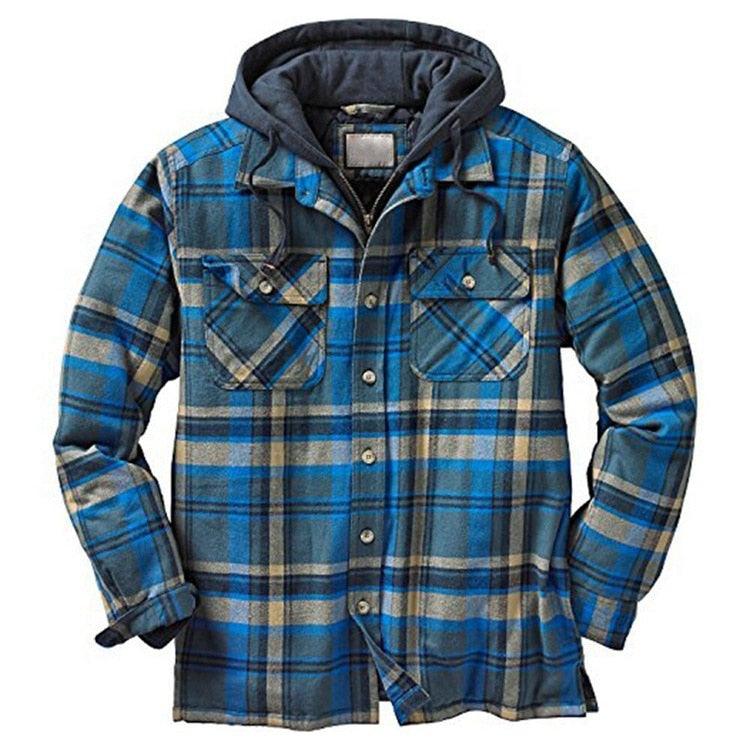 Men's Plaid Hooded Shirt Jacket