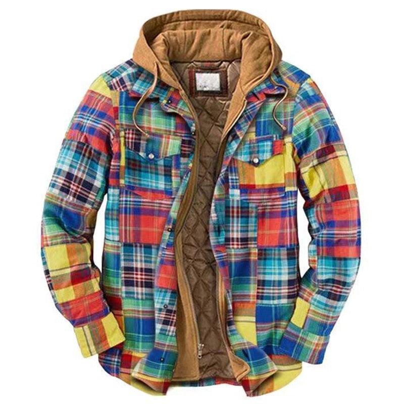 Men's Plaid Hooded Shirt Jacket