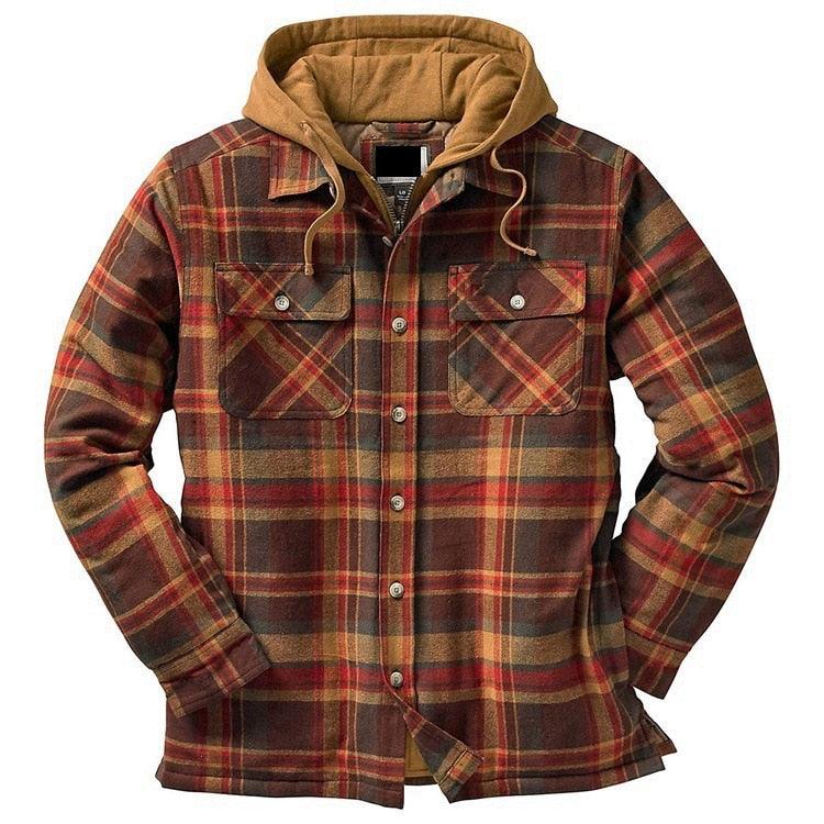 Men's Plaid Hooded Shirt Jacket