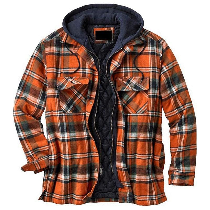 Men's Plaid Hooded Shirt Jacket