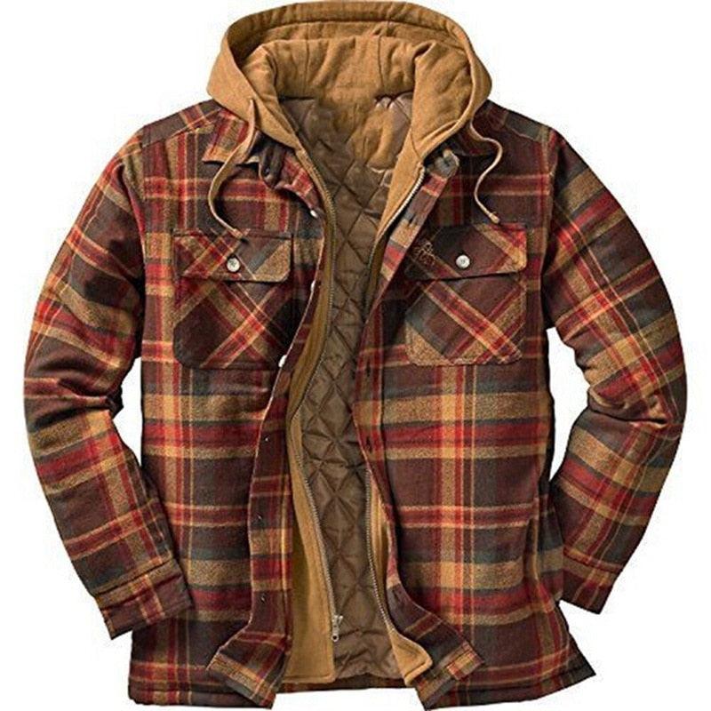 Men's Plaid Hooded Shirt Jacket