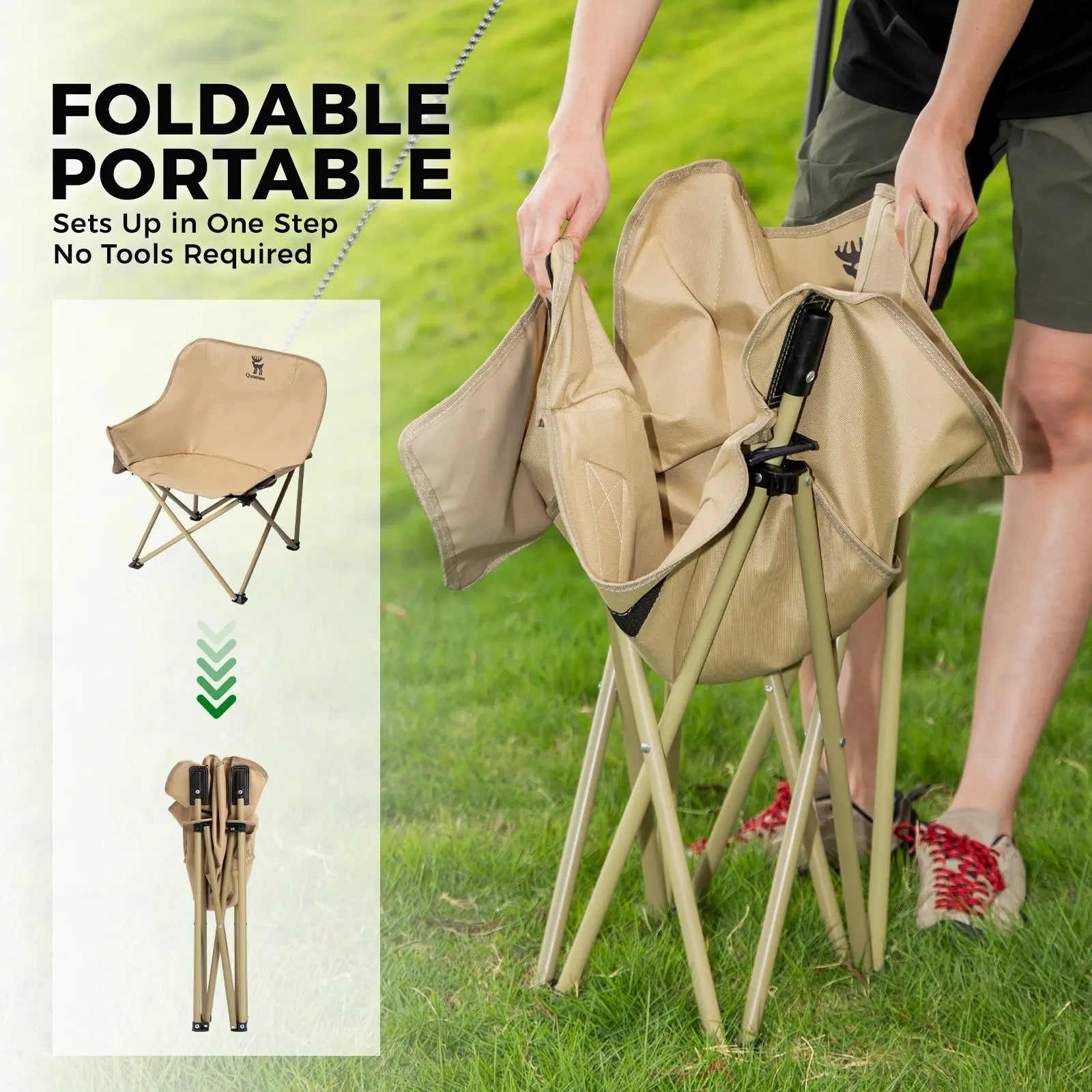 Folding Carbon Steel Camping Chair Adult Kids Sizes