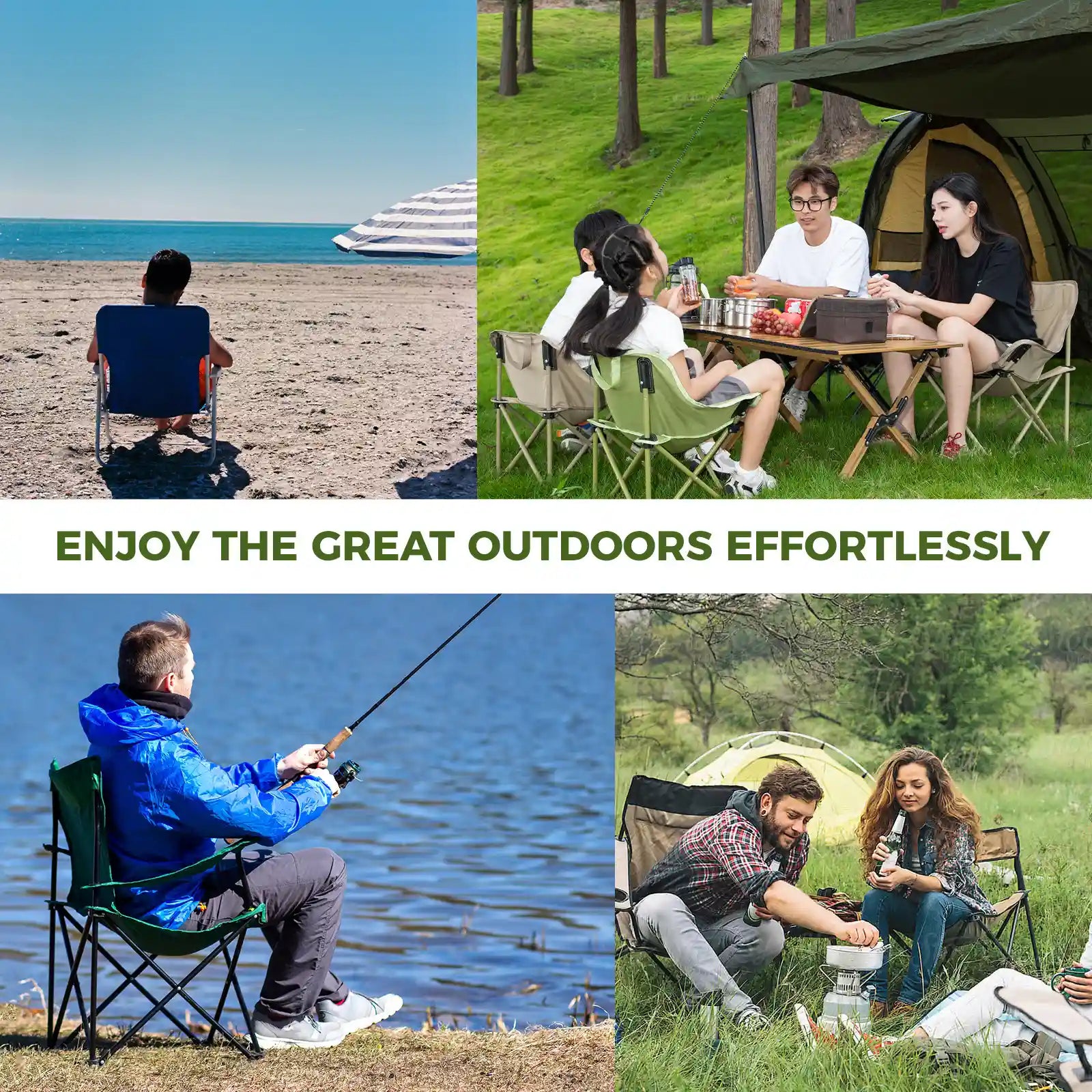 Folding Carbon Steel Camping Chair Adult Kids Sizes