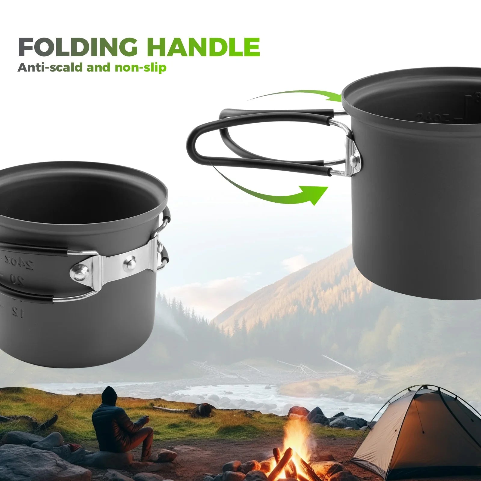 Ultra-Light Aluminum Camping Cookware Set Nestable Design