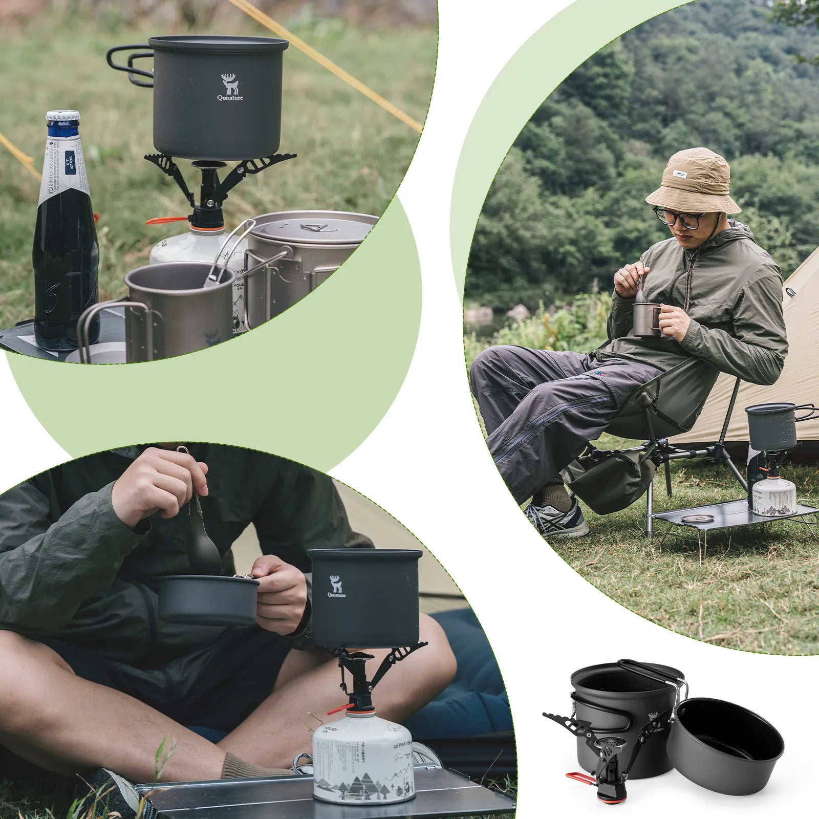 Ultra-Light Aluminum Camping Cookware Set Nestable Design