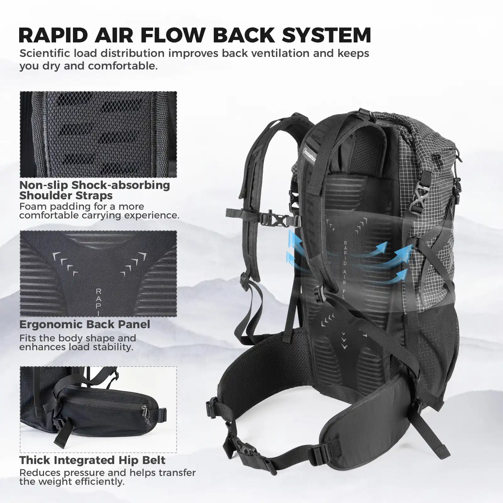 30-35L Lightweight Waterproof Large Hiking Backpack Daypack