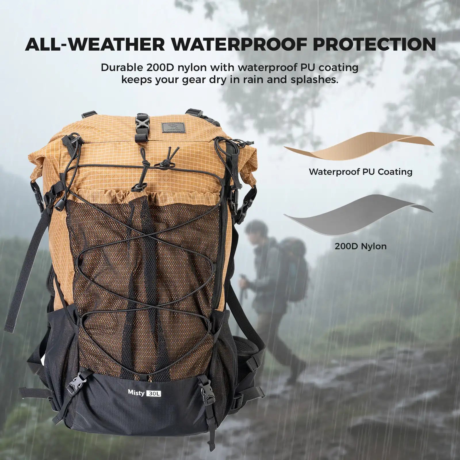 30-35L Lightweight Waterproof Large Hiking Backpack Daypack