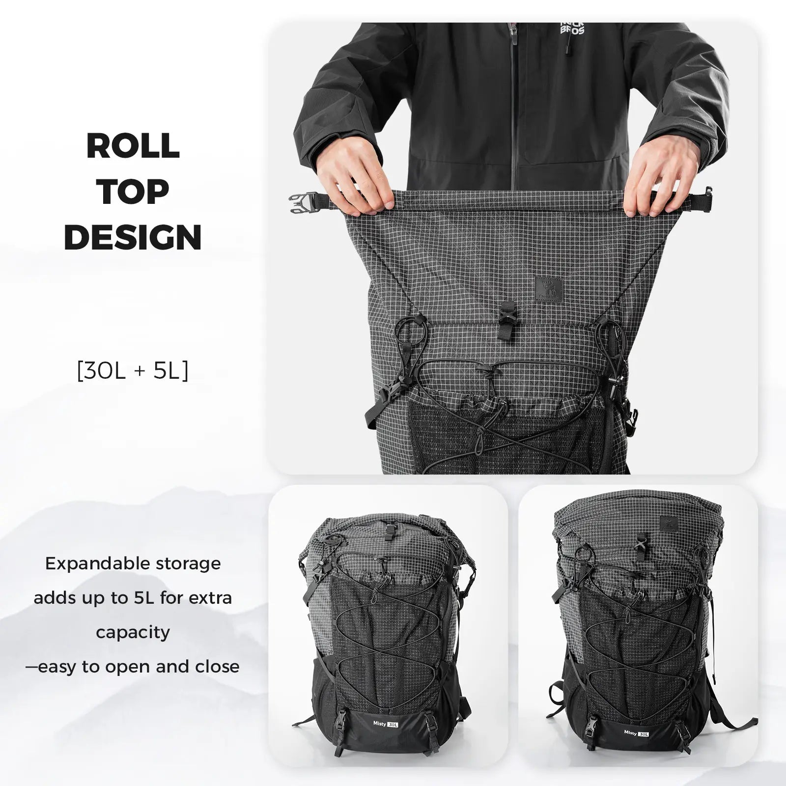 30-35L Lightweight Waterproof Large Hiking Backpack Daypack