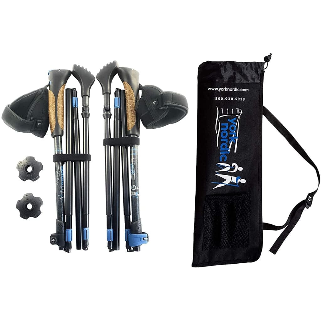 Folding Walking Hiking Poles With Rubber Feet Bag