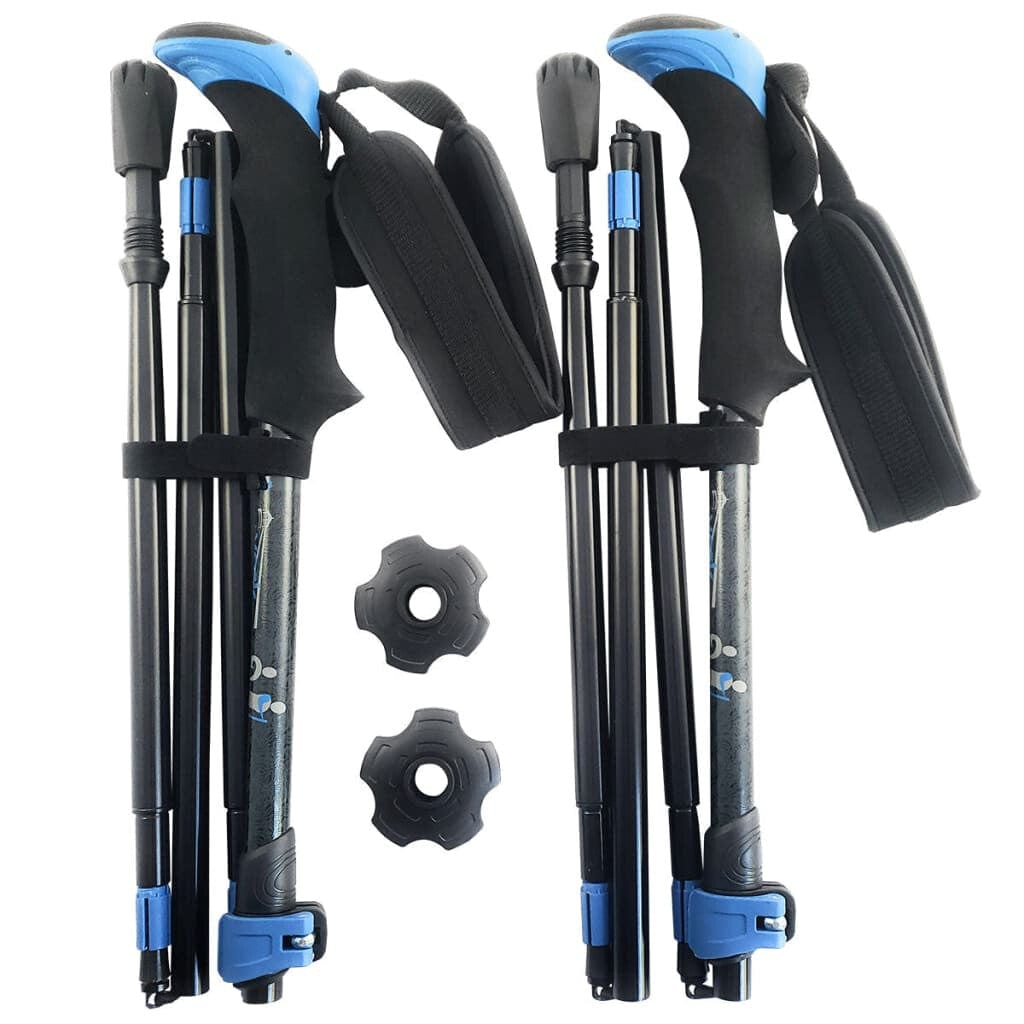 Folding Walking Hiking Poles With Rubber Feet Bag