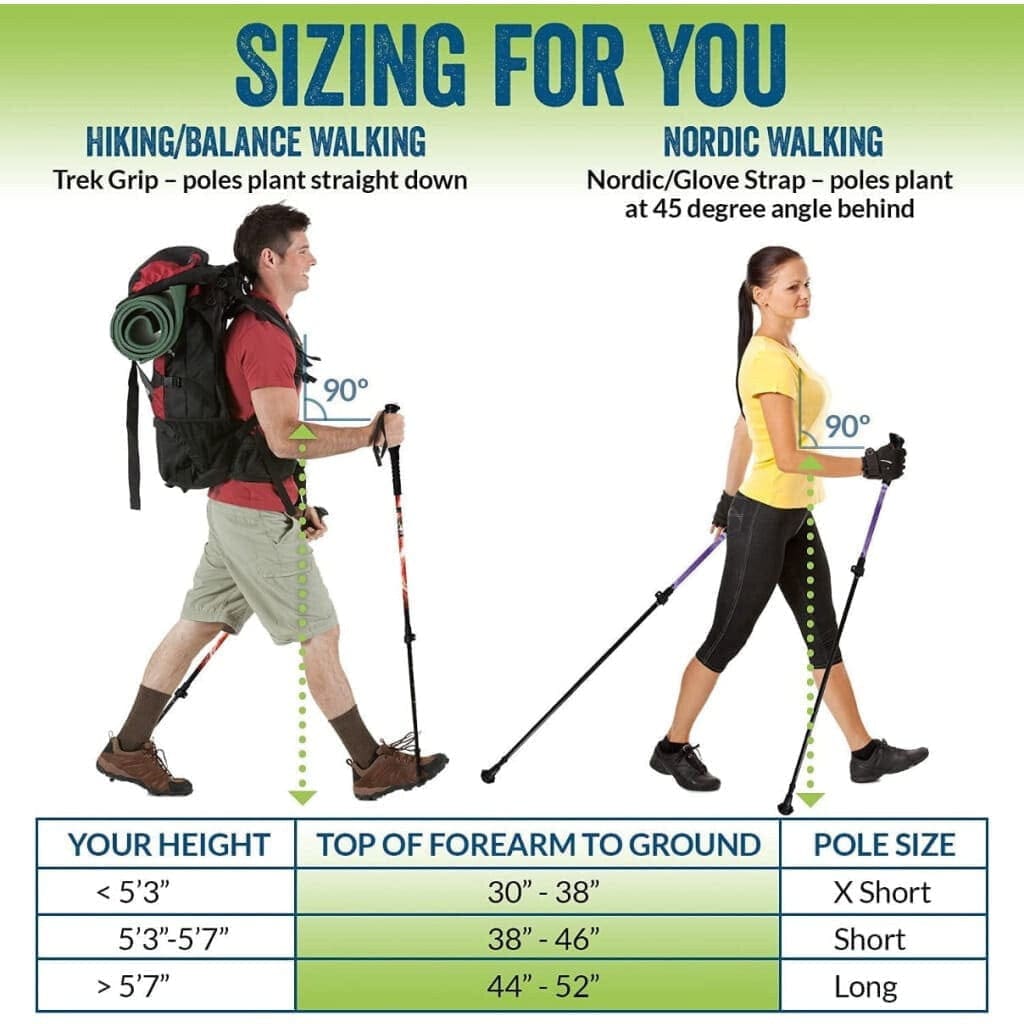 Folding Walking Hiking Poles With Rubber Feet Bag