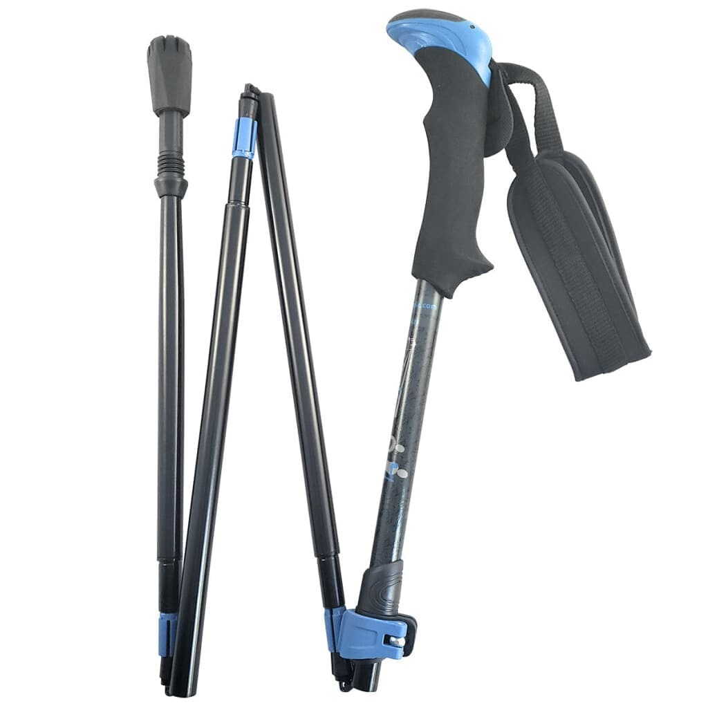 Folding Walking Hiking Poles With Rubber Feet Bag